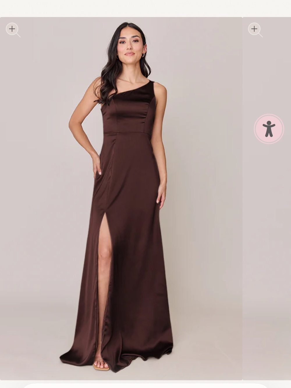Revelry Inez Satin One Shoulder Dress in Mahogany